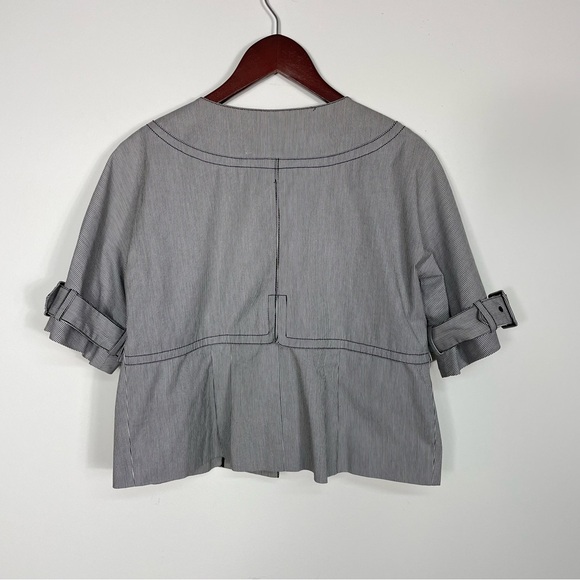 Kenneth Cole Reaction Striped Button Front Cotton Blend Shirt Jacket Top Size 6 - Picture 8 of 10